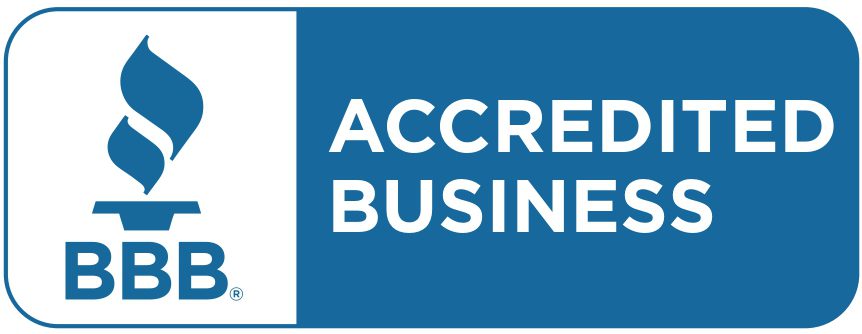 Logo showing the words 'ACCREDITED BUSINESS' in white on a blue background.
